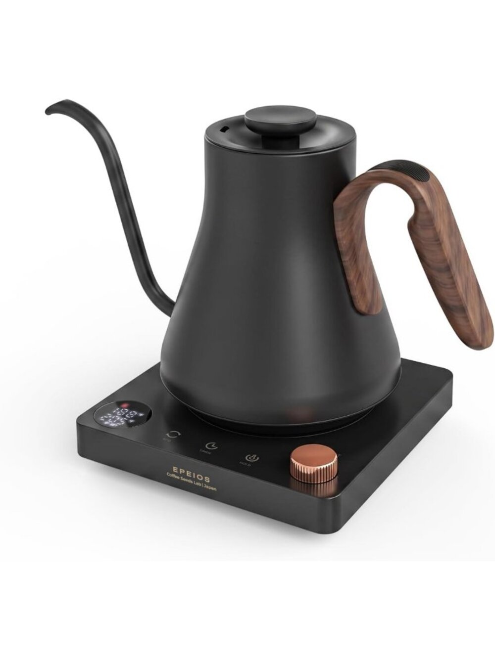 Gooseneck Electric Kettle with Temperature Control, 1200W, 0.9L - Matte Black